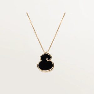 FROST DIAM  Calabash 18K Gold Diamond Necklace – Black Agate, MiNi
