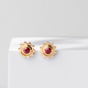 FROST DIAM Gear 18K Gold Earrings
